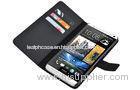 HTC One V Shock Proof Leather Phone Wallet Cover With Credit Card Slot