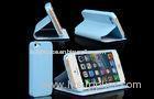 Standing Blue iPhone5 Leather Protective Case Cover Lychee Pattern With Microfiber