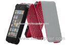 Red Shock Proof Leather iPhone5c Cover , Slim Mobile Phone Shells