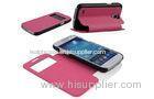 OEM Frosted Pink Leather Wallet Cell Phone Case Silk Pattern For Samsung 19500