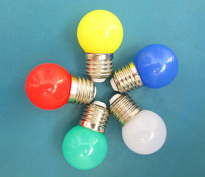 1W G40 LED holiday light bulbs, blue, white, yellow