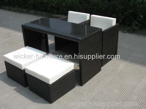 Outdoor rattan dining table and chairs
