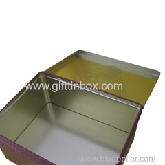 Hinged rectangular biscuit tin