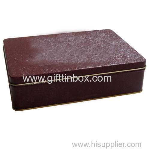 Rectangular biscuit tin with hinges