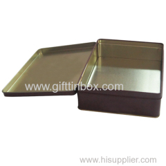 Rectangular biscuit tin with hinges