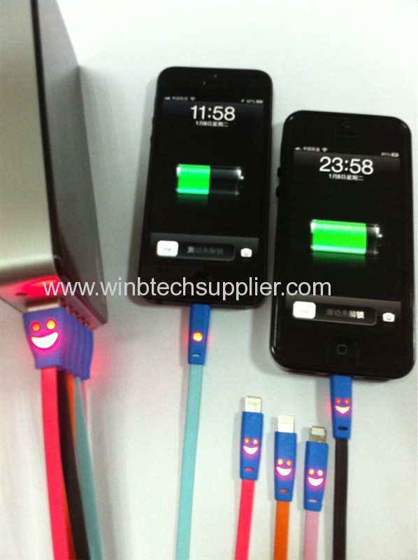 Light usb cable with laugh light for charging and data connection transmit