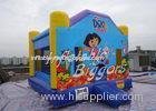 Kindergarten Dora Commercial Inflatable Bouncers Blue PVC , 100lbs - 600lbs