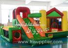 Commercial Jumping Inflatable Bounce House Slide Combo Green PVC With Happy Hop