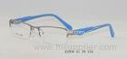 Metal Stainless Steel Half rim Eyeglass Frames Blue / Red , Spectacles Frames For Round Face Women