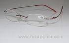 Red / Blue Rimless Eyeglass Frames For Men , Stainless Steel Stylish Reading Glasses