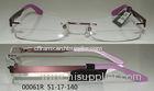 Pink Rectangular Rimless Eyeglass Frames For Girls , Titanium Frame Reading Glasses