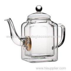 Hand Made Borosilicate Double Wall Glass Teapot