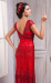 Red heavy beading high neck evening dress DSH1349