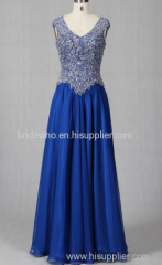 a-line beading v-neck floor length evening dress