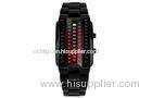 Customized 3 ATM Black Metal Strap Watch Ladies Digital Binary 3D LED Watch