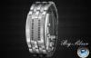 Silver Metal Strap Watch , Binary Digital Watch 30M Water Resistant