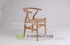 Natural Hans J Wegner Wishbone Modern Wood Dining Chairs , PU / Real Leather Cushion