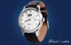 Genuine Leather Strap Quartz Watch ALloy Case Mens Business Wristwatch
