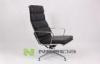 Chromed Aluminum Group Chair With Armrest and Ottoman , Leather Executive Office Chairs
