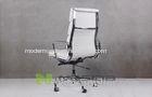 White Fashion High Back Eames Soft Executive Aluminum Group Chair , Five Legs with Castors
