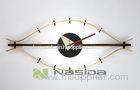 Funky Large Contemporary Wall Clocks George Nelson Eye Clock , Walnut Horizon Sticks