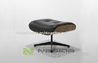 Panel Wood Living Room Ottomans with Leather Cushions And Plywood Shell