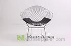Outdoor Mesh Harry Bertoia Diamond Chair / Wire Lounge Chairs with Leather Cushion