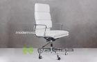 Tilting White Eames Soft Leather Executive Office Chairs with Adjustable Height