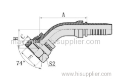 45 DEGREE GB Metric Female 74 degree cone seat swaged hose fitting 20741