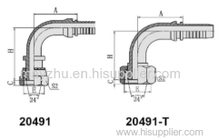 90° Metric Female 24° cone O-RING swaged hose fitting