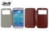 Leather Cell Phone Cases with soft TPU Back Shell View Window Design PU Cover for Samsung i9200