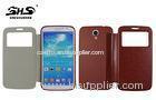 Leather Cell Phone Cases with soft TPU Back Shell View Window Design PU Cover for Samsung i9200