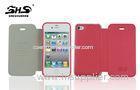 Leather Cell Phone Cases with Transparent PC Five Colors PU Cover for iPhone 4 / 4S