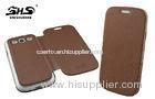 Samsung S3 i9300 Phone Cases Brown Leather Cover With Transparent Plastic Border