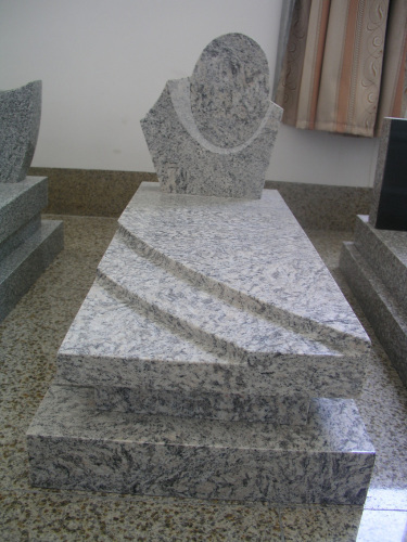 Chinese light grey granite gravestone