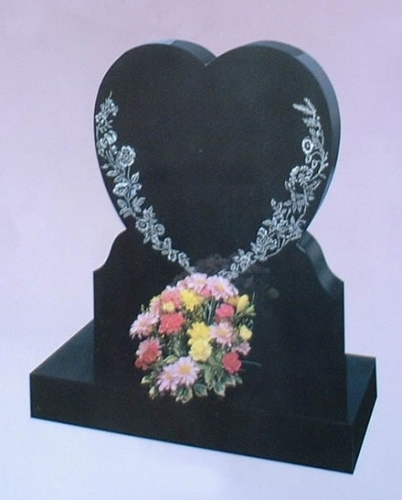 Customizable black granite flower headstones