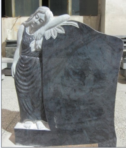 Customizable grey granite angel headstones