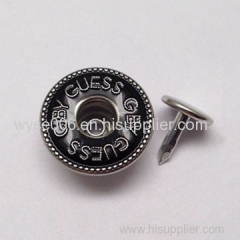 Single Pin Jeans Button Nickle Color With Black Enamel