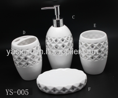 white embossed porcelain bathroom set tumbler