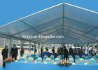 Transparent PVC Fabric White 10 x20 Outdoor Party Tent With Lining , Ridge Tent