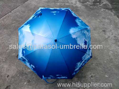 blue sky with white cloud umbrella