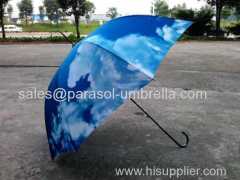 blue sky with white cloud umbrella