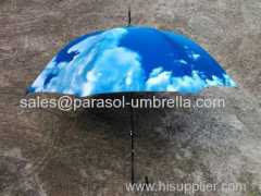 blue sky with white cloud umbrella