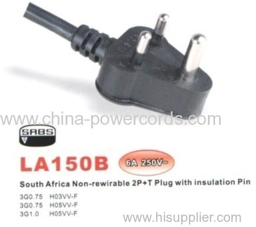 South Africa plug with insulation pins