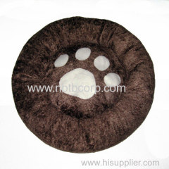 Brown dog beds with a cute paw applique: