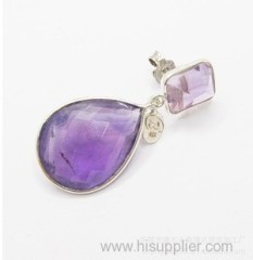 Purple crystal ear ring pendant necklace accessories