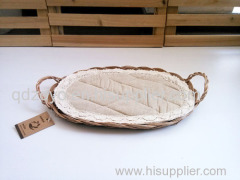 natural wicker bread basket tray