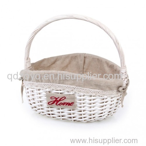 wicker storage basket with lining inside