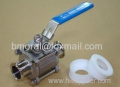 Tri-clamped sanitary ball valve