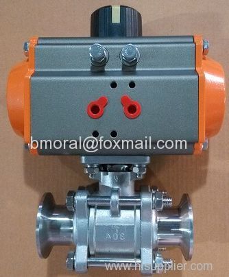 pneumatic tri clamped 3pc ball valve